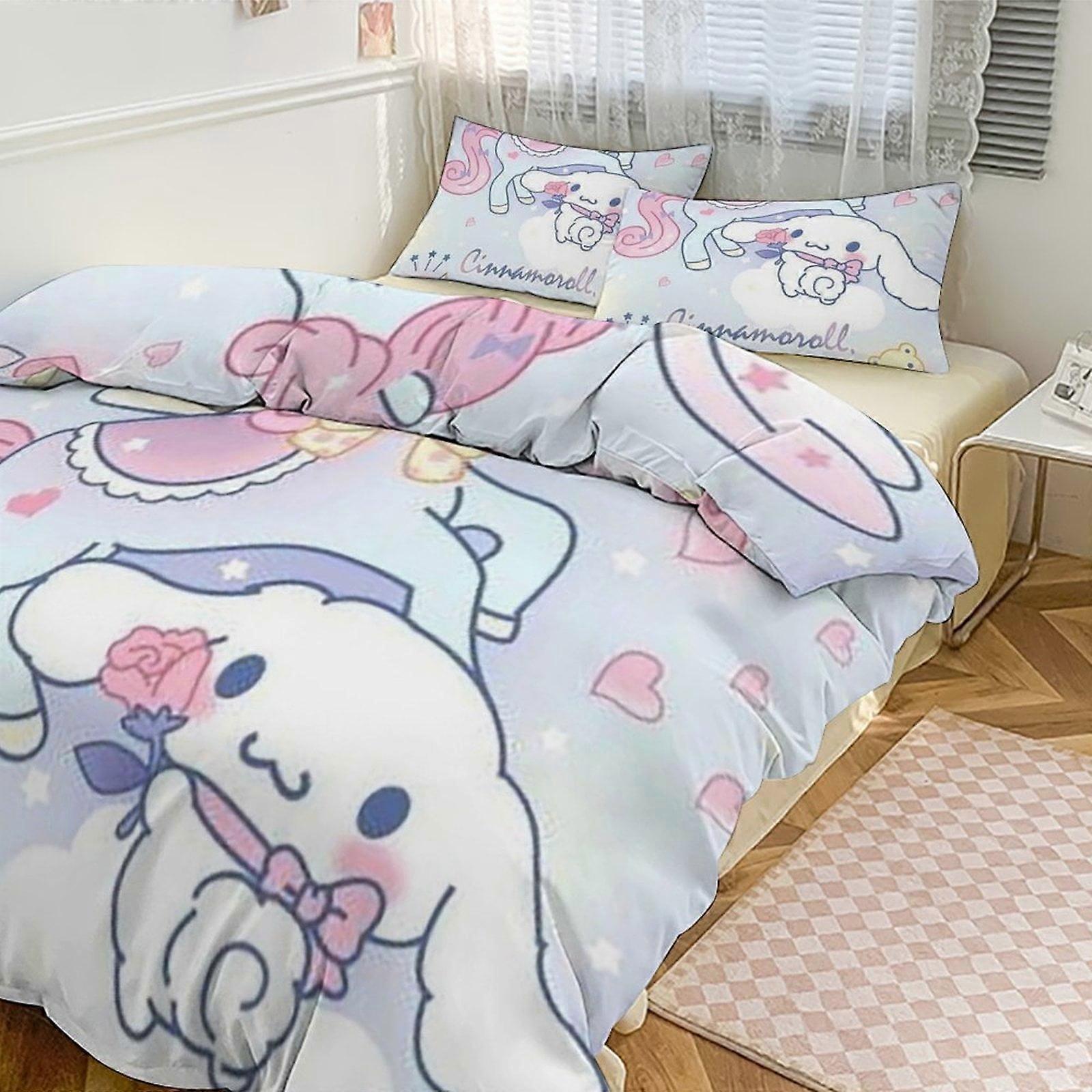 Kt290 Cinnamoroll Set di biancheria da letto per bambini Uomini Donne Full Size 3 pezzi 1 copripiumino e 2 federe-xp tp290