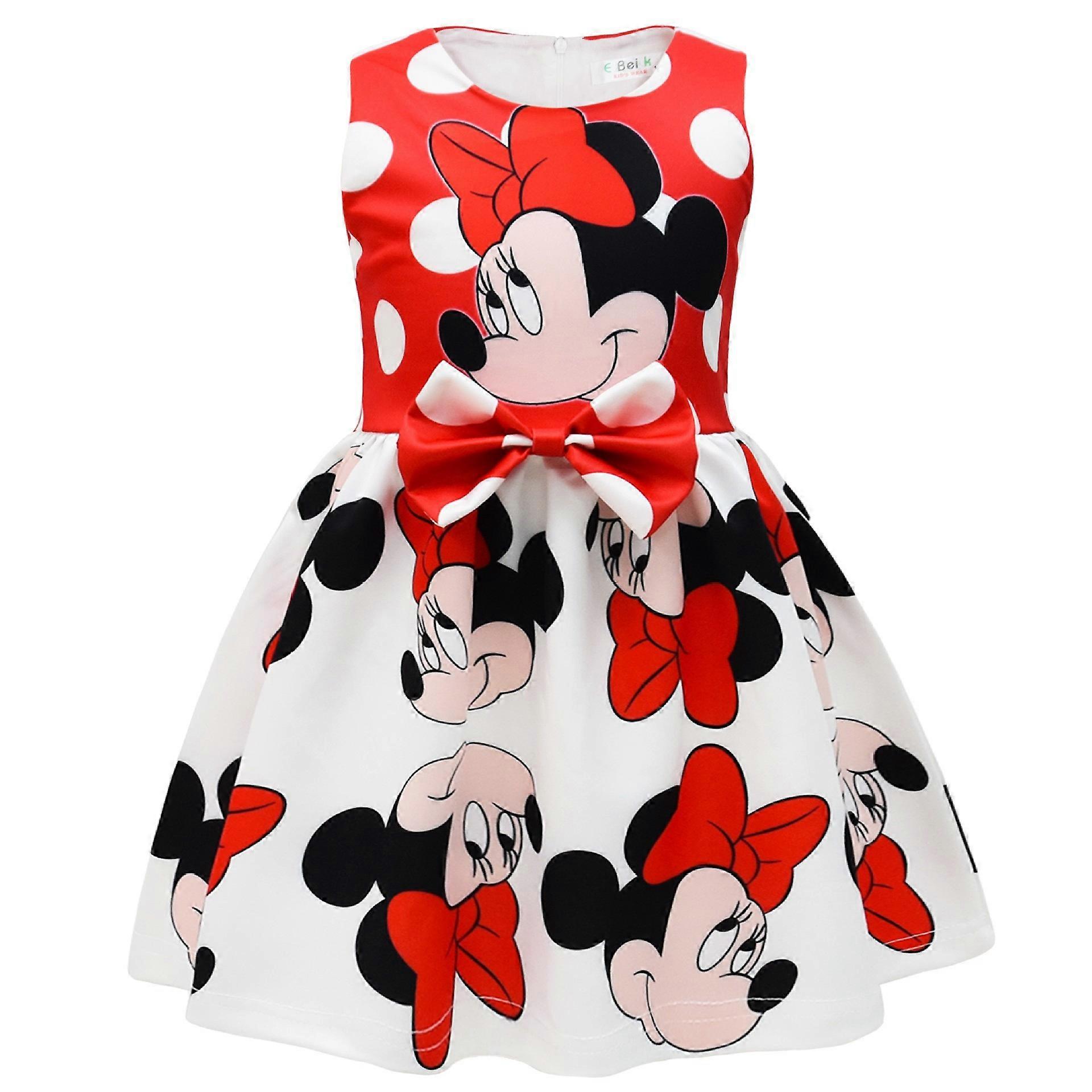 2023 nouveau numéro cm imprimé Mickey Mouse filles robe filles noeud robe