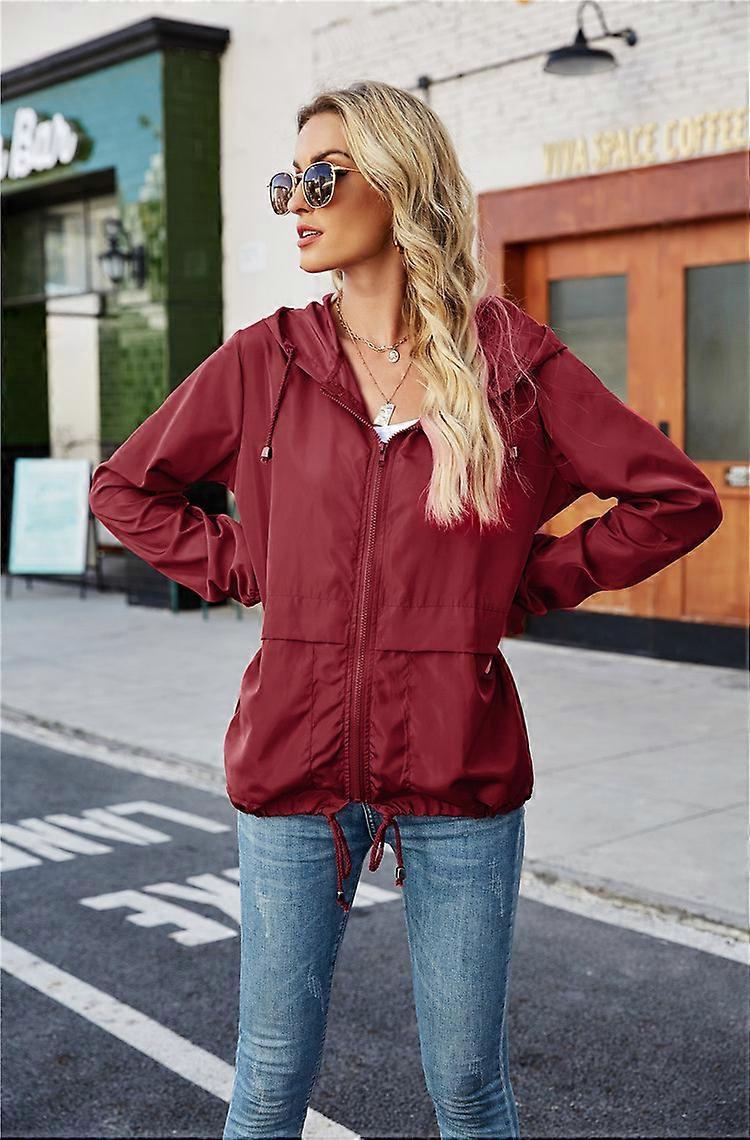 Women's Waterproof Rainsuit Lightweight Rain Jacket Hooded Windbreaker
