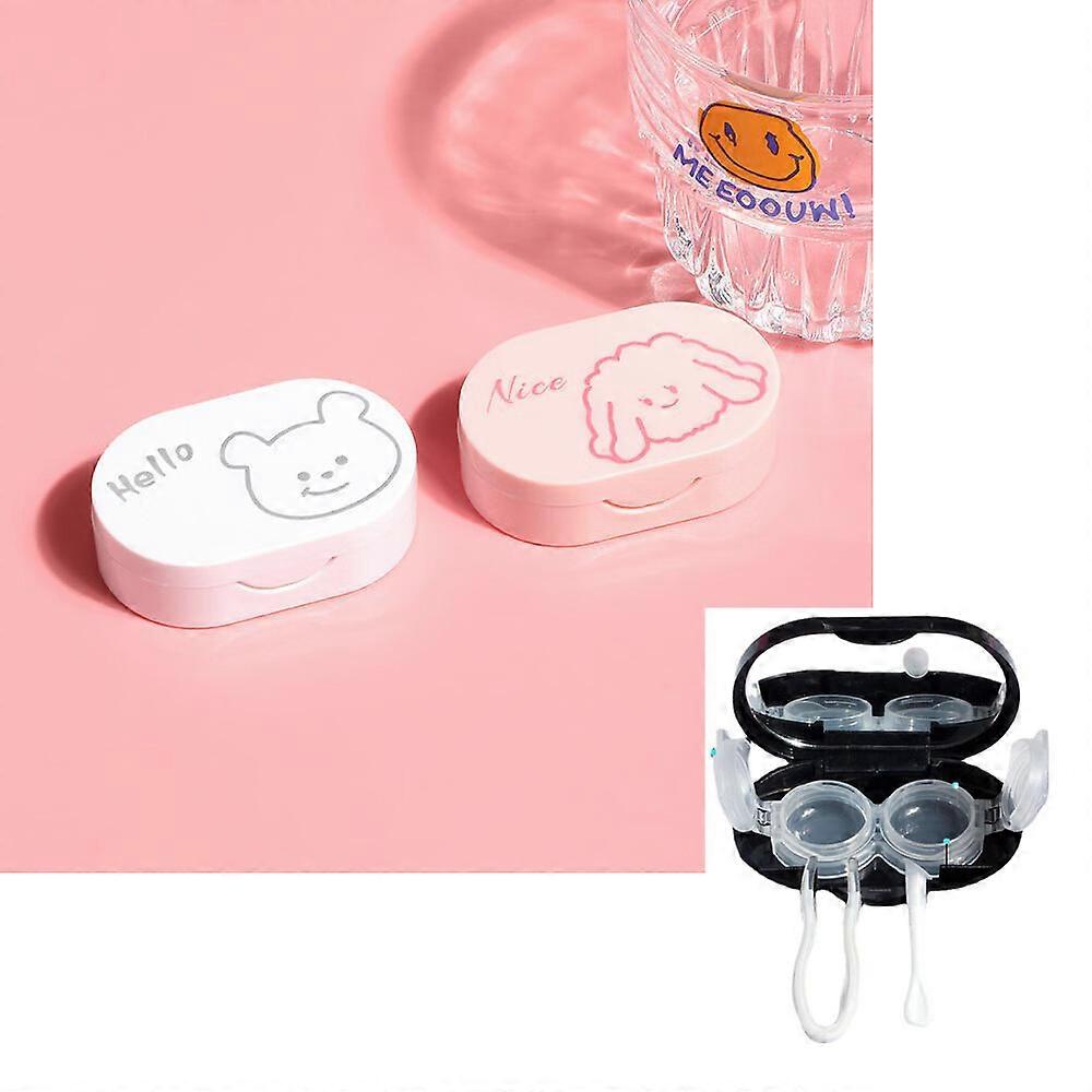 2PCS (white+pink) Contact Lens Case with Mirror, Portable Contact Lens Case, Lens Cases, Travel Contact Lens Case, Contact Lens Case