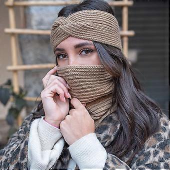 Ecru Beige Wool Headband For Women Made In Italy - Knitted  display picture 3