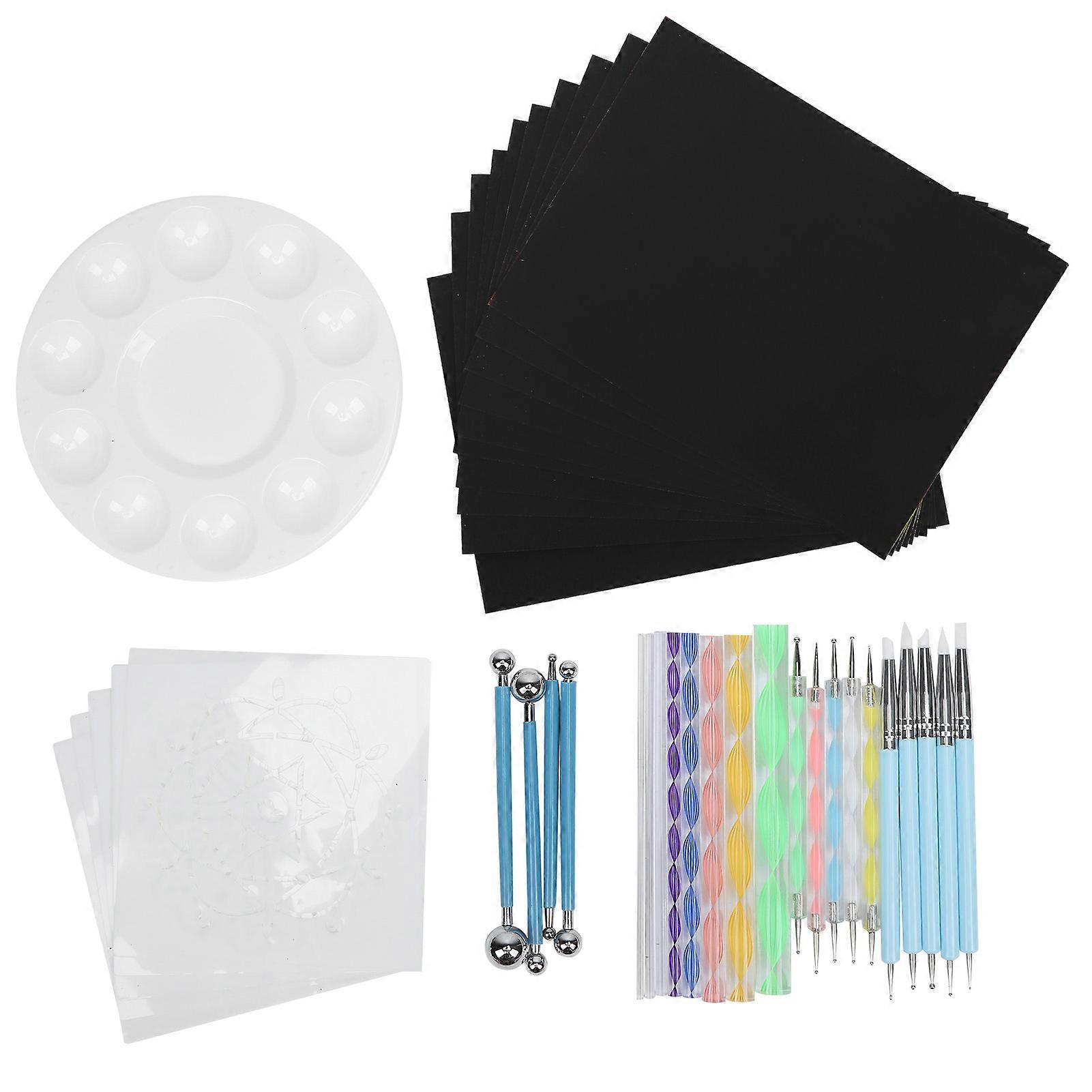41pcs/set Mandala Dotting Painting Tools Set with Flower Drawing Template Color Palette for Kids Adults