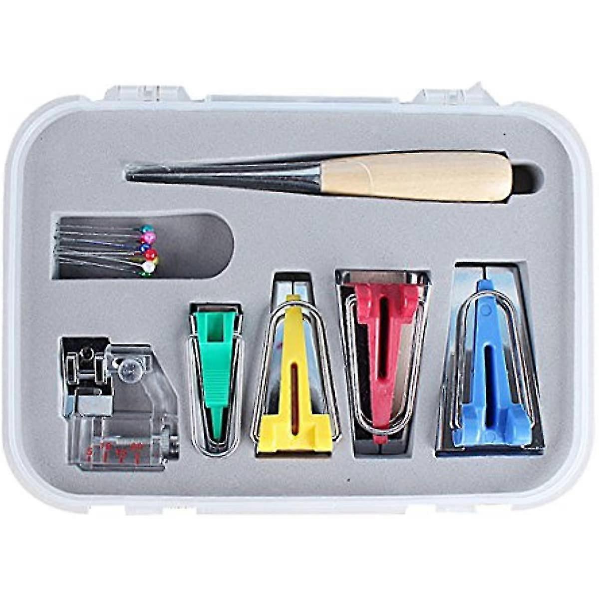 Eopt 17 Pcs Bias Maker Kit Bias Fa Bias Binder Tool Set For Sewing Quilting Awl