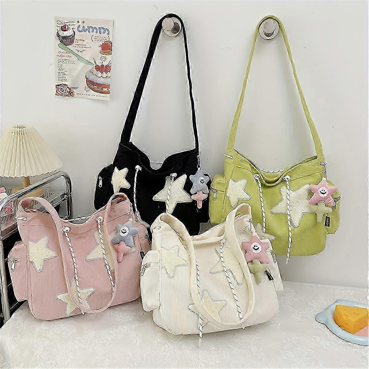 Back To School Star Pattern Tote Bag, Casual Large-capacity Shoulder Bag, Drawstring Design