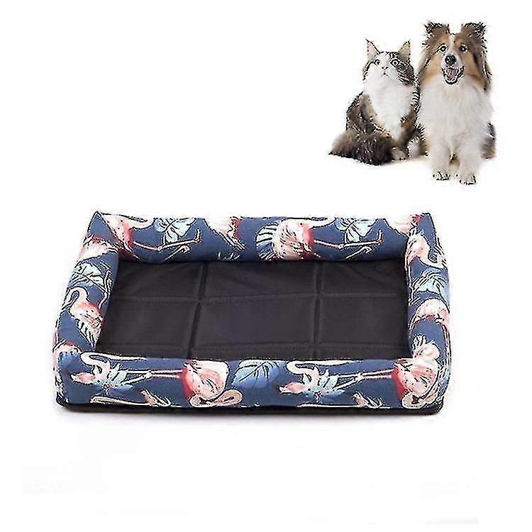 Summer Pet Non-Removable Side Dog Mat Pet Bed, Specification: M 53X40X6Cm(Flamingo)