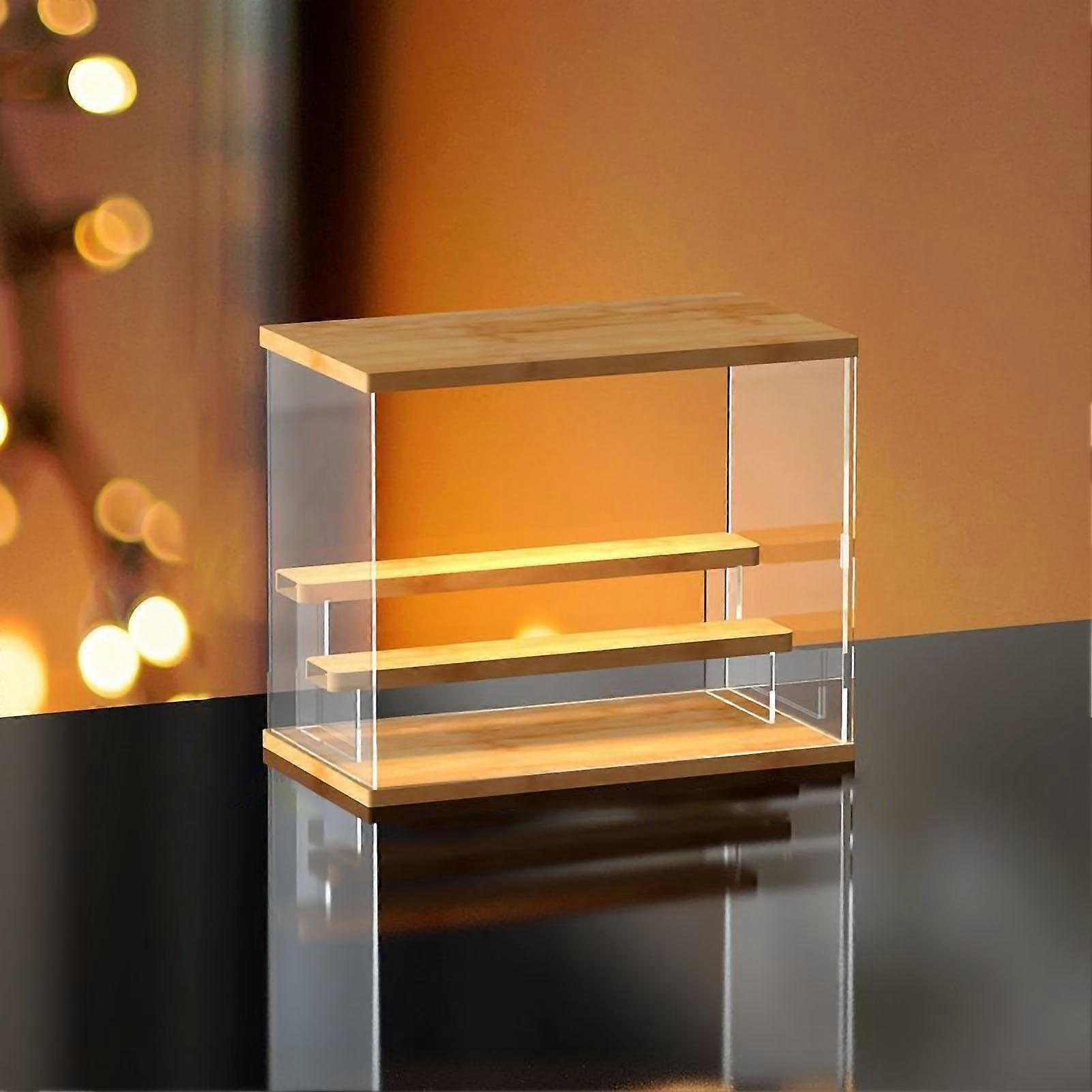 Toy Acrylic Display Shelf Clear Storage Box Thickened for Hand Made Doll with Sliding Door