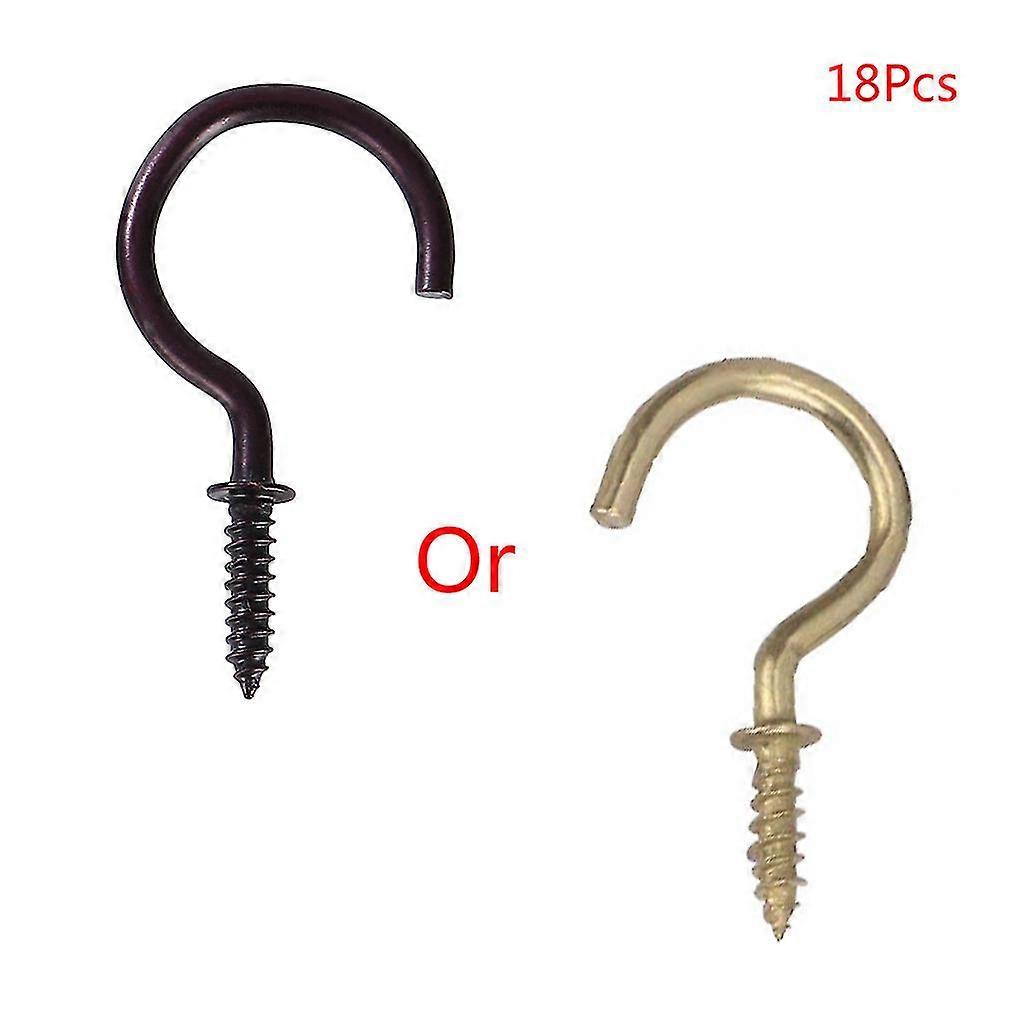 18 Pieces Ceiling Screw Hooks Lamp Holder Hooks Household Threaded Hook Set