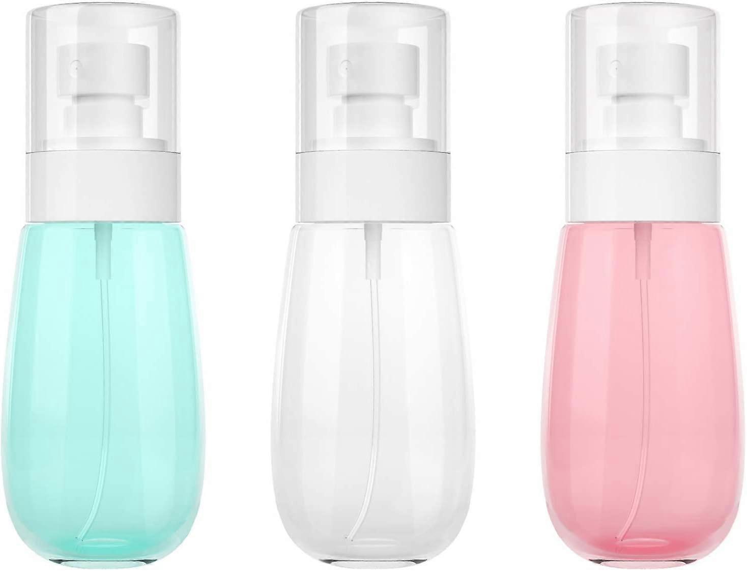 60ml Refillable Liquid Container Spray Bottles 3 Pieces (Pink+Blue+Clear)