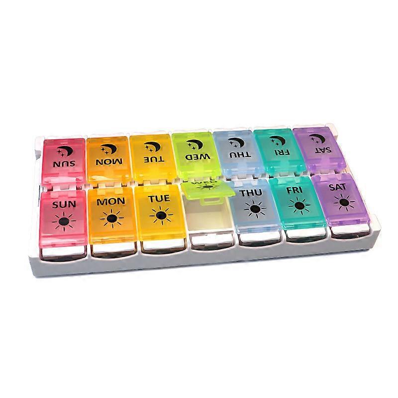 7 Day Pill Organizer 2 Times a Day, Large Capacity Weekly Pill Box