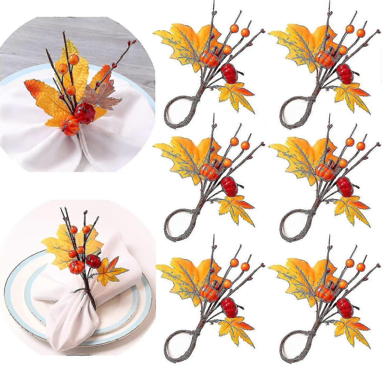 Napkin Rings Set Of 6 Menapkin Rings Holder Fall Napkin Rings For Dinner Wedding Holiday Christmas Thanksgiving,party Banquet Buffet Table Set Riilq