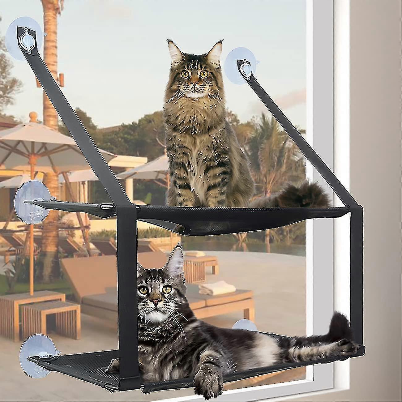 Hammock Windows Seat Cat Space Saving Window Mounted Cat Bed Durable Safety Cat Perch With Suctions Cups Suit For Large And Small Cat Size