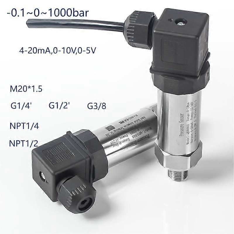 4-20mA Hersman Pressure Transmitter M20*1.5 G1/2 NPT1/4 NPT3/8 Thread 50Bar 100Bar 500Bar Pressure Transducer NPT1/2 G1/4