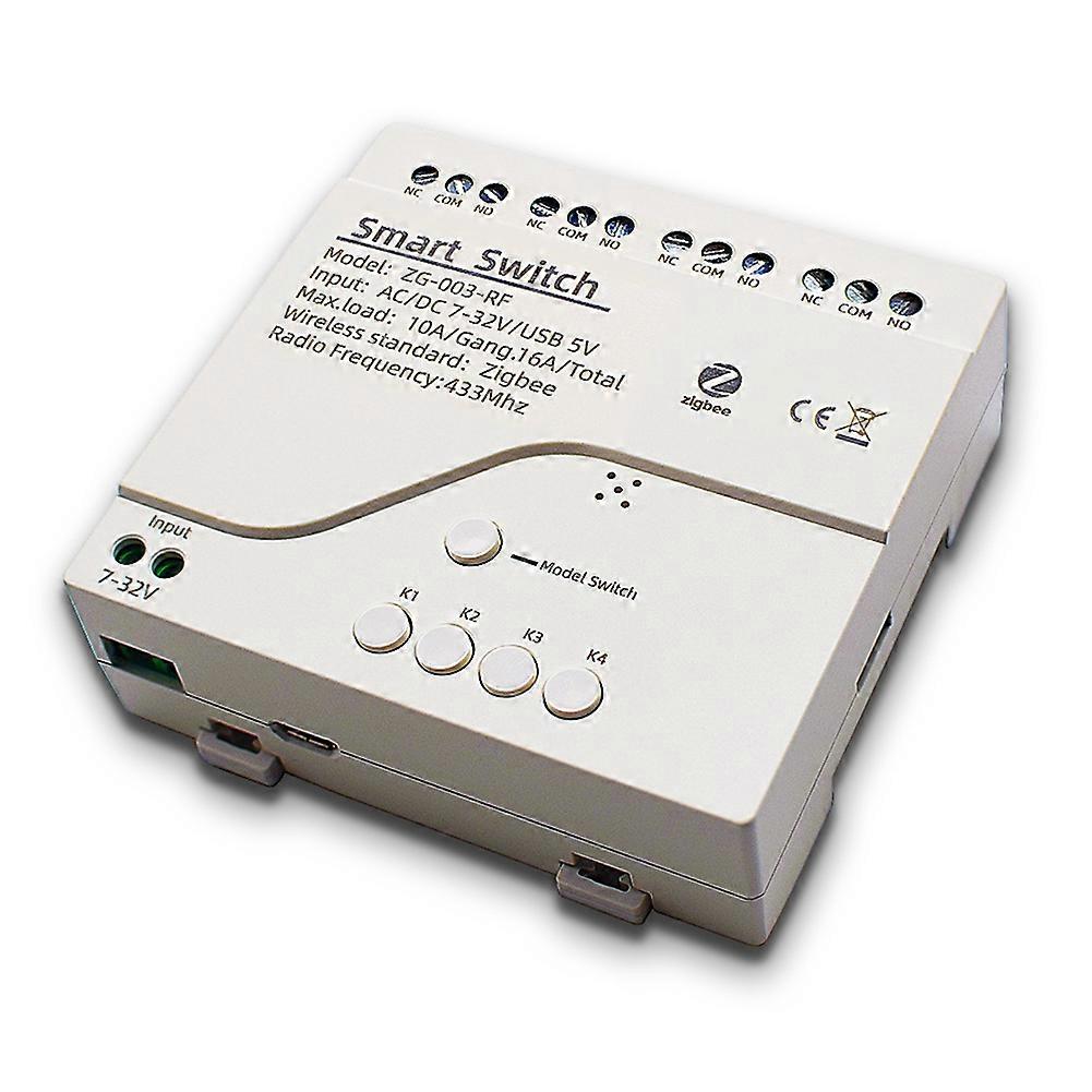 4CH Zigbee Smart Light Switch Module DC 5/12/32V RF433 Receive 10A Relays Work with Assistant,Tuya