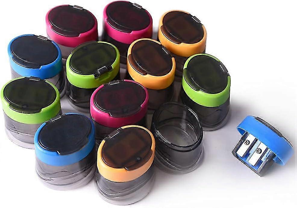 Pencil Sharpeners - [12 Pack]: Double Hole Colored Pencil Sharpener