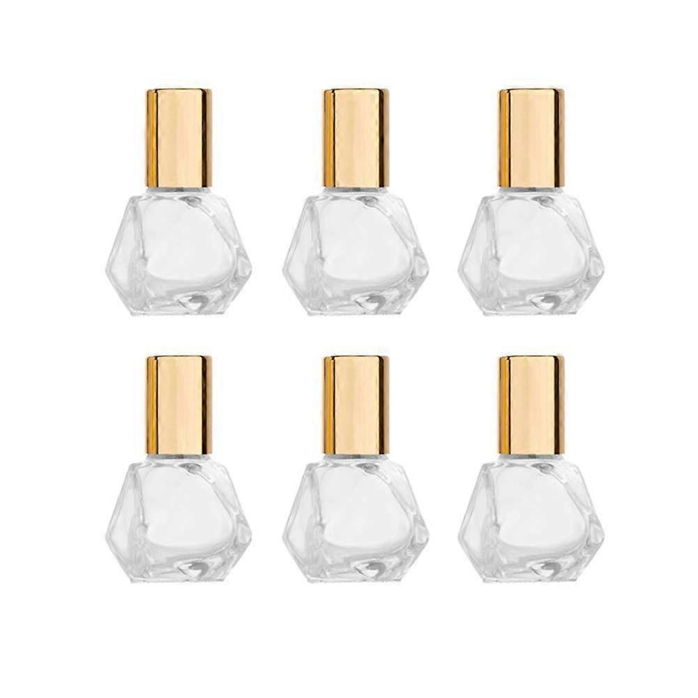 6Pcs 8ml Shaped Glass Roller Bottle Gold Caps Portable Roll-On Vial Aromatherapy Perfume Container For Essential Oils