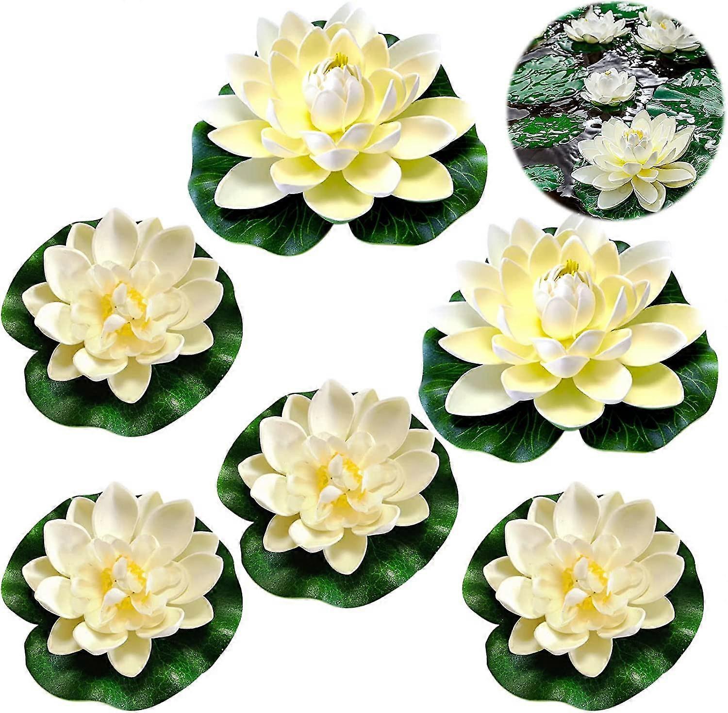 Set Of 6 Floating Flowers, Artificial Water Lilies, Lotus