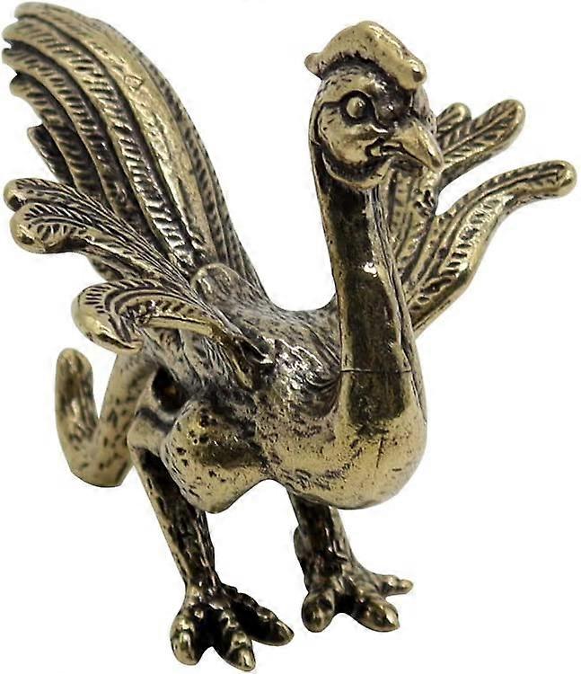 真鍮の像真鍮のドラゴンの置物動物のための中国の神獣の像彫刻ギフト工芸品収集可能な装飾風水飾り(朱雀)