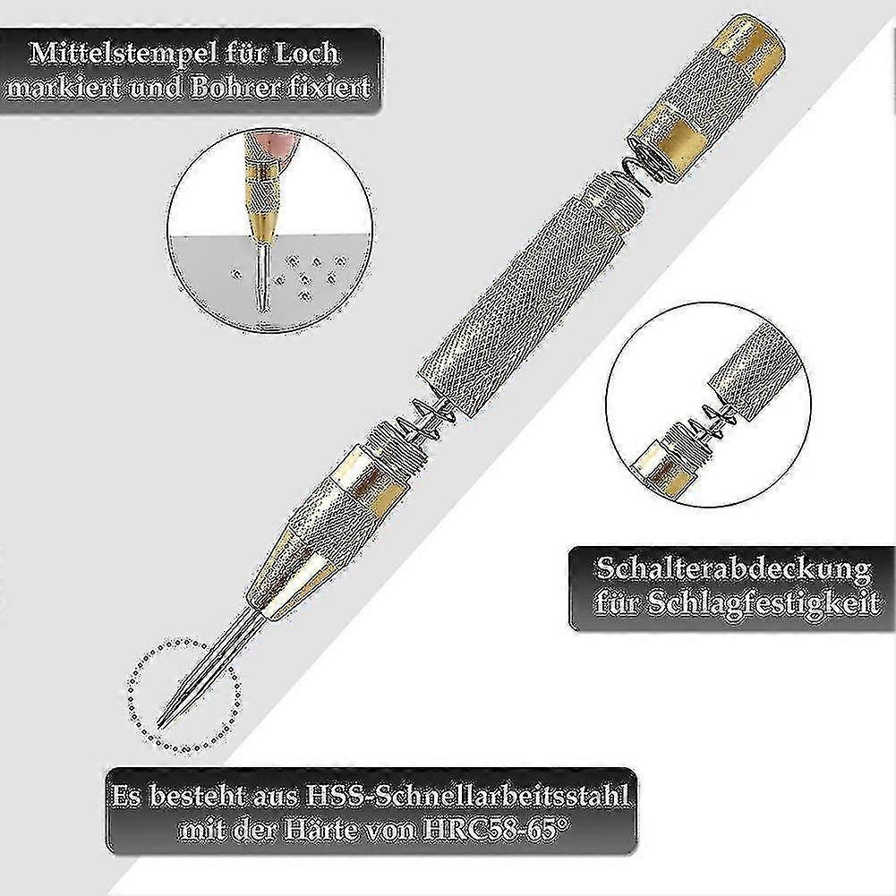 4pcs Step Bit With Automatic Center Punch, Step Bit Tri Taper