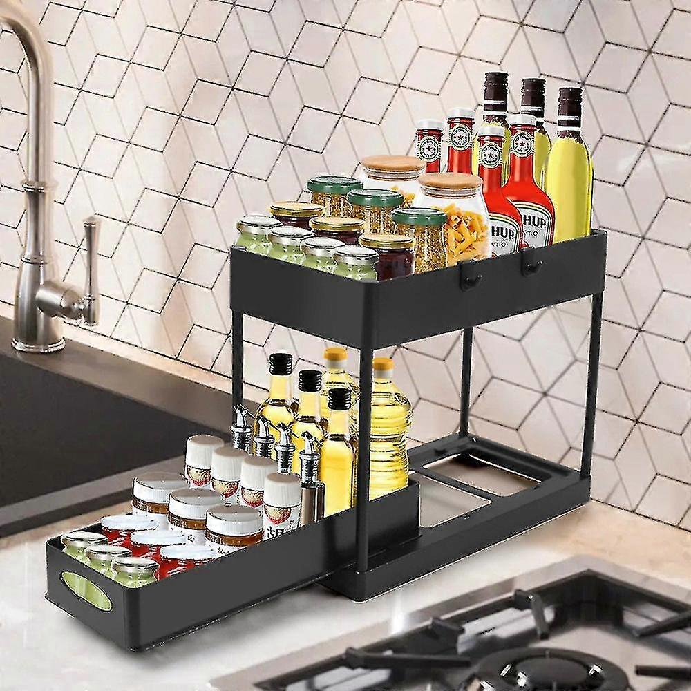 Under vask arrangør, 2 tier opbevaring under kabinet bad indsamling kurve