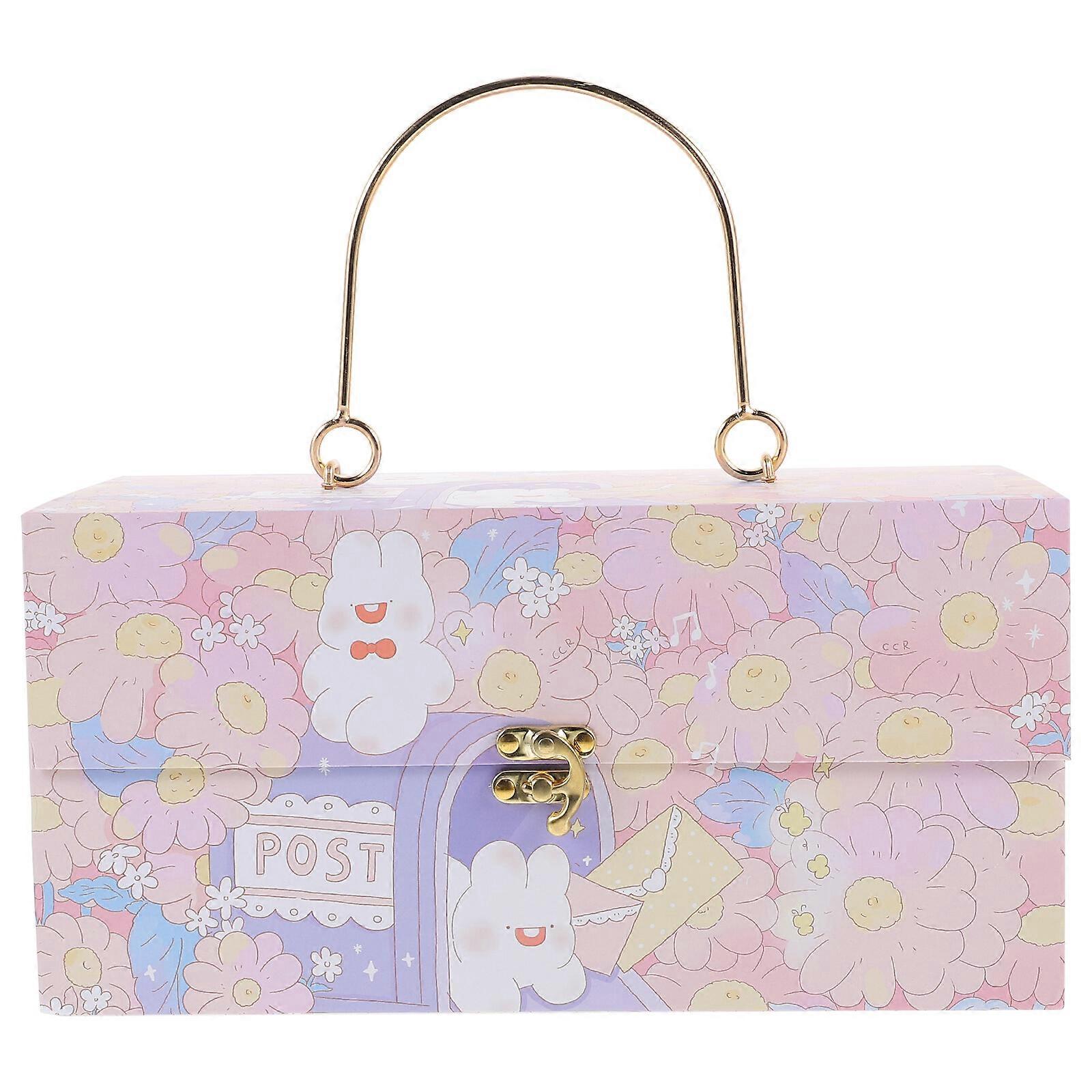 Paper Gift Case Handle Suitcase Decorative Storage Box Gift Box Present Storage Box