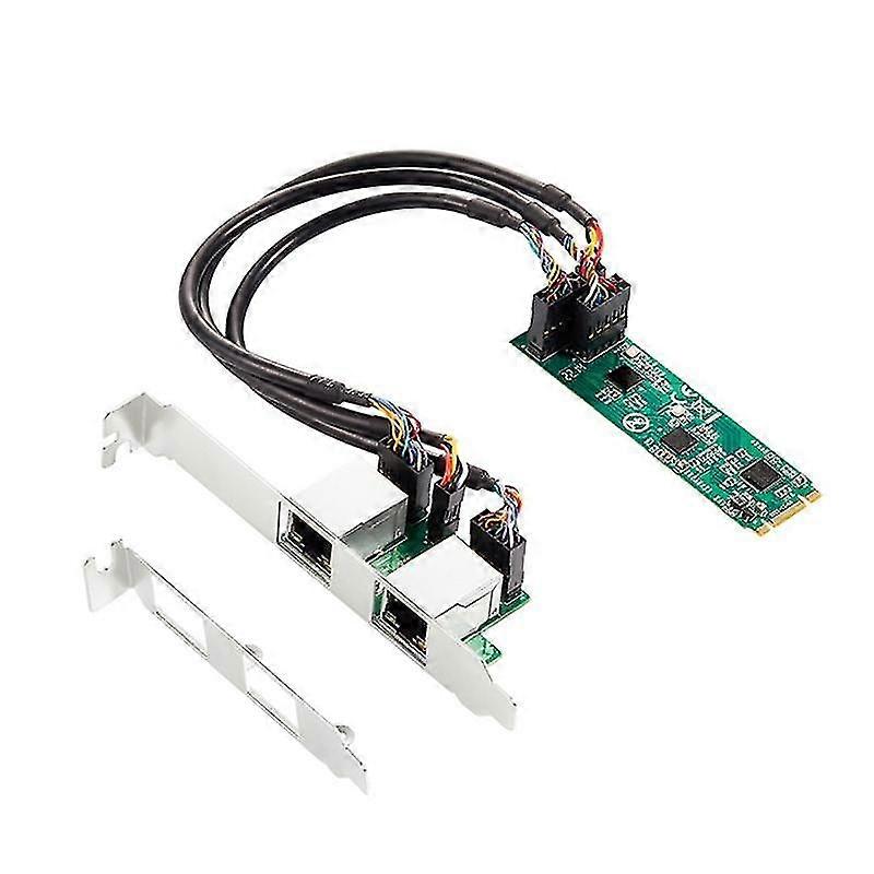 M.2 zu Dual-Port 2.5g Ethernet NIC Netzwerkkarte 2port RJ45 B Key und M Key 2500 Mbps RTL8125B Chips
