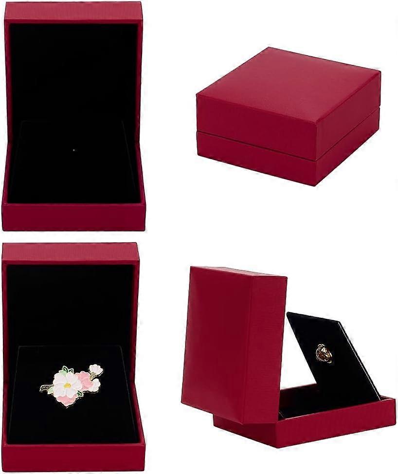 4 PCS Medal Lapel Pin Storage Boxes for 50mm Diameter Single Lapel Badge Display Holders Dark Red Challenge Coin Boxes Velvet Display Box Case for Gif
