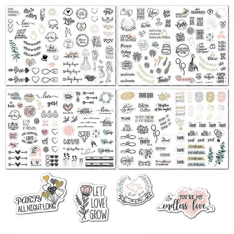 4 أوراق / مجموعة ملصقات Scrapbooking لحفل الزفاف حفل زفاف دش الخطوبة
