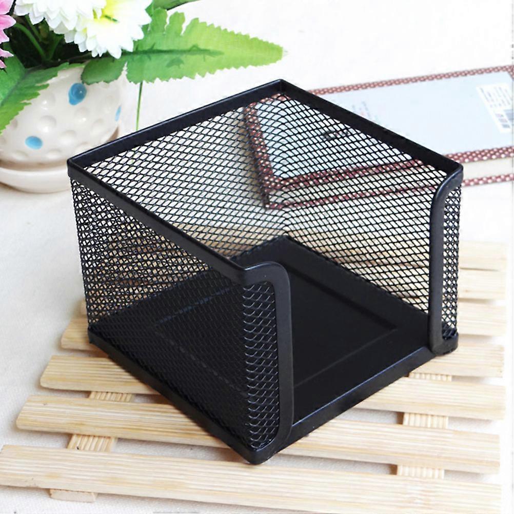 Table Metal Mesh Collection Square Note Paper Holder Desktop Accessory (Black)