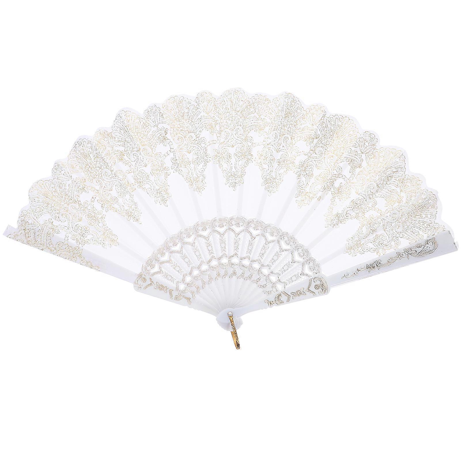 Large Folding Hand Fan Chinese Style Printed Foldable Fan Festival Gift Performance Fan (White)