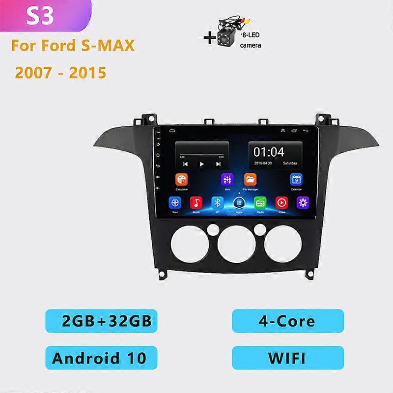 2DIN Android 10 Car Radio Stereo Multimedia Player 9 inch screen Carplay Auto BT WIFI GPS for Ford S-MAX S MAX 1 2006 - 2015