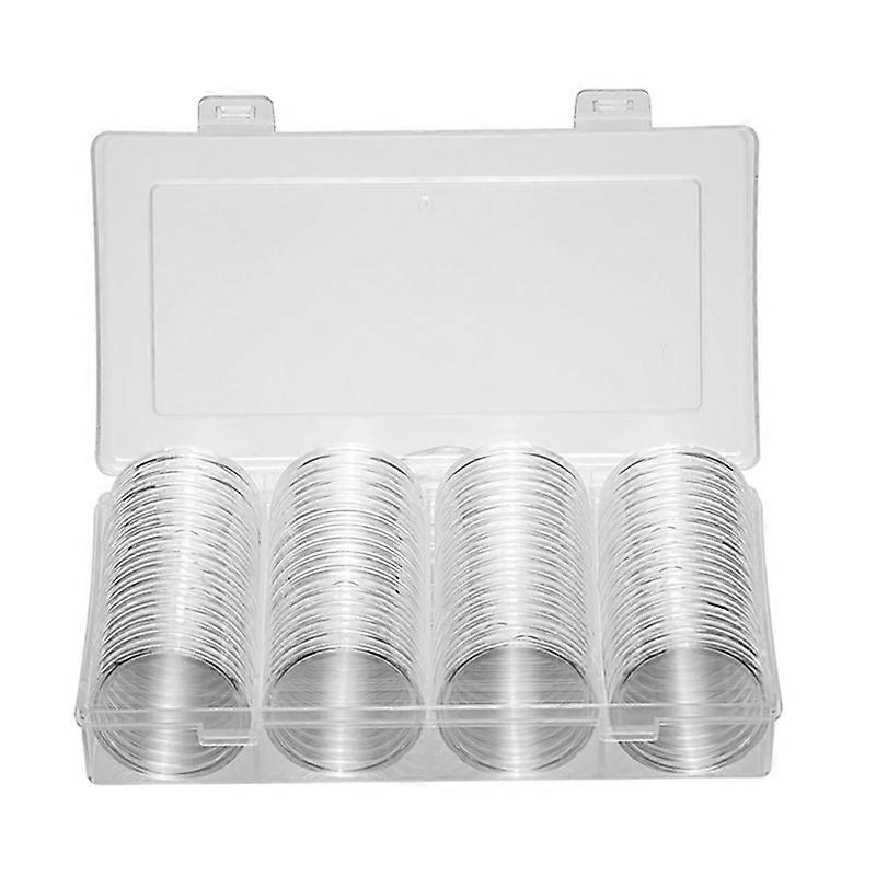 60Pcs/Set 41MM Portable Coin Holders Reusable Acrylic Transparent Storage Cases Round Protector Organizers for Collection
