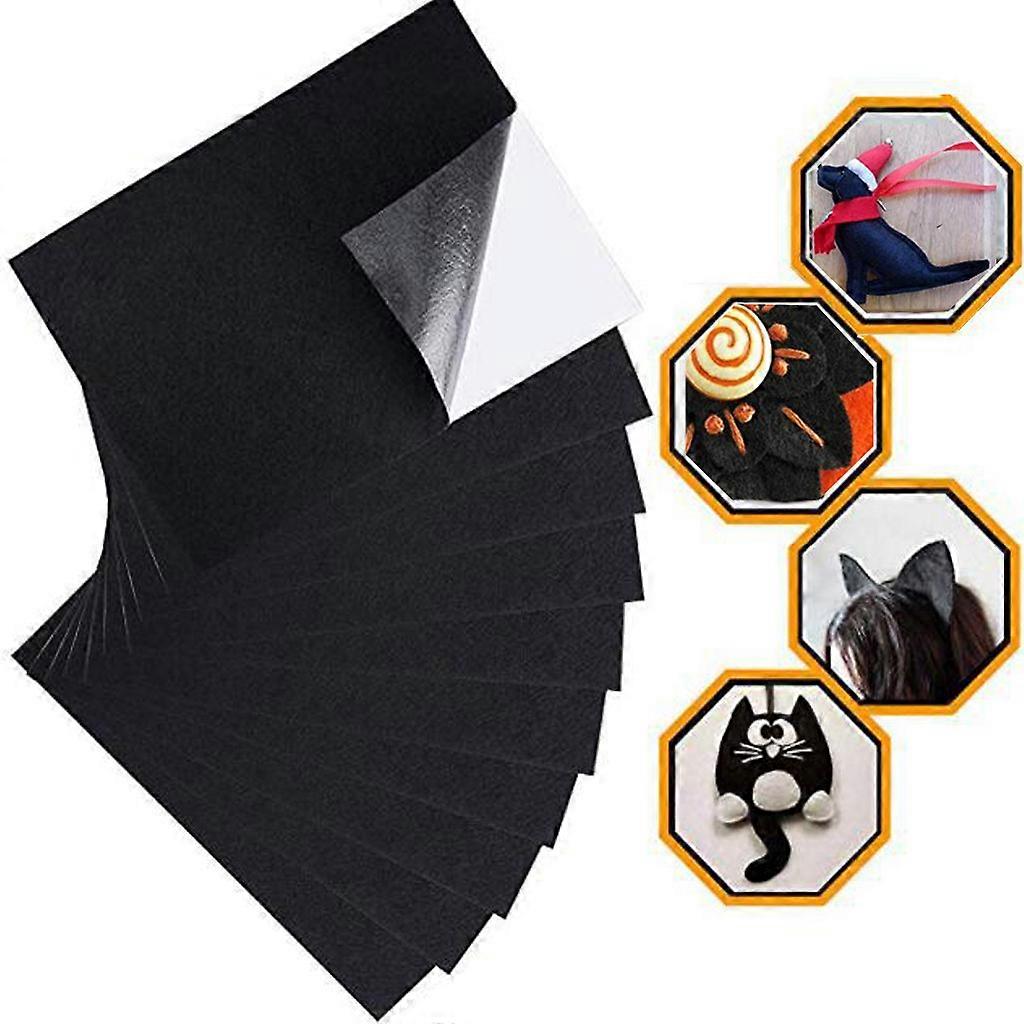 10PC Black Felt Fabric Adhesive Sheets Multipurpose Velvet Sheet Sticky Glue Back for Art & Crafts Protector Pads May31