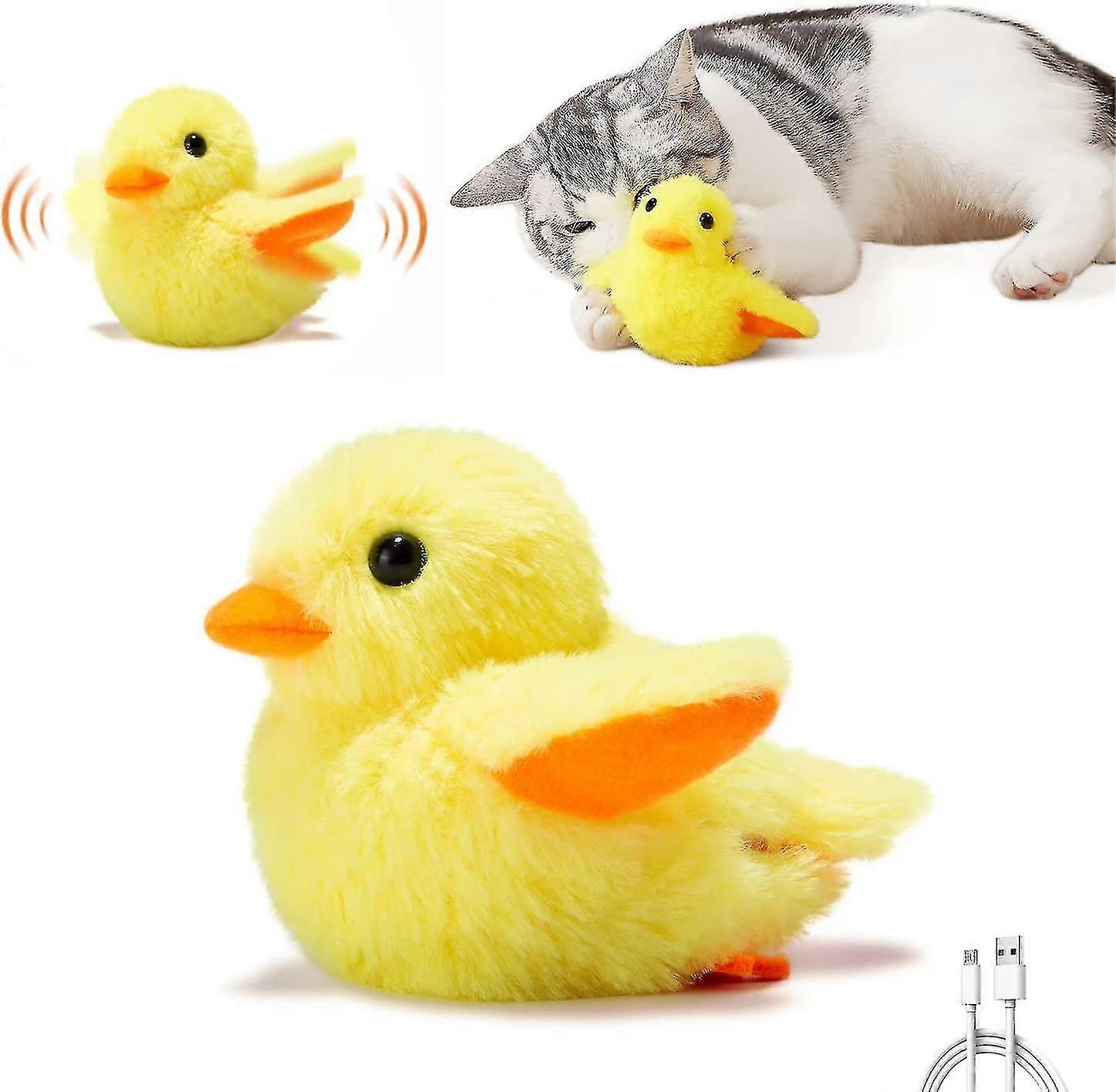 Cat Toys Rechargeable Flapping Duck, Touch Activated Kitten Toy Plush Interactive Cat Exercise Toys