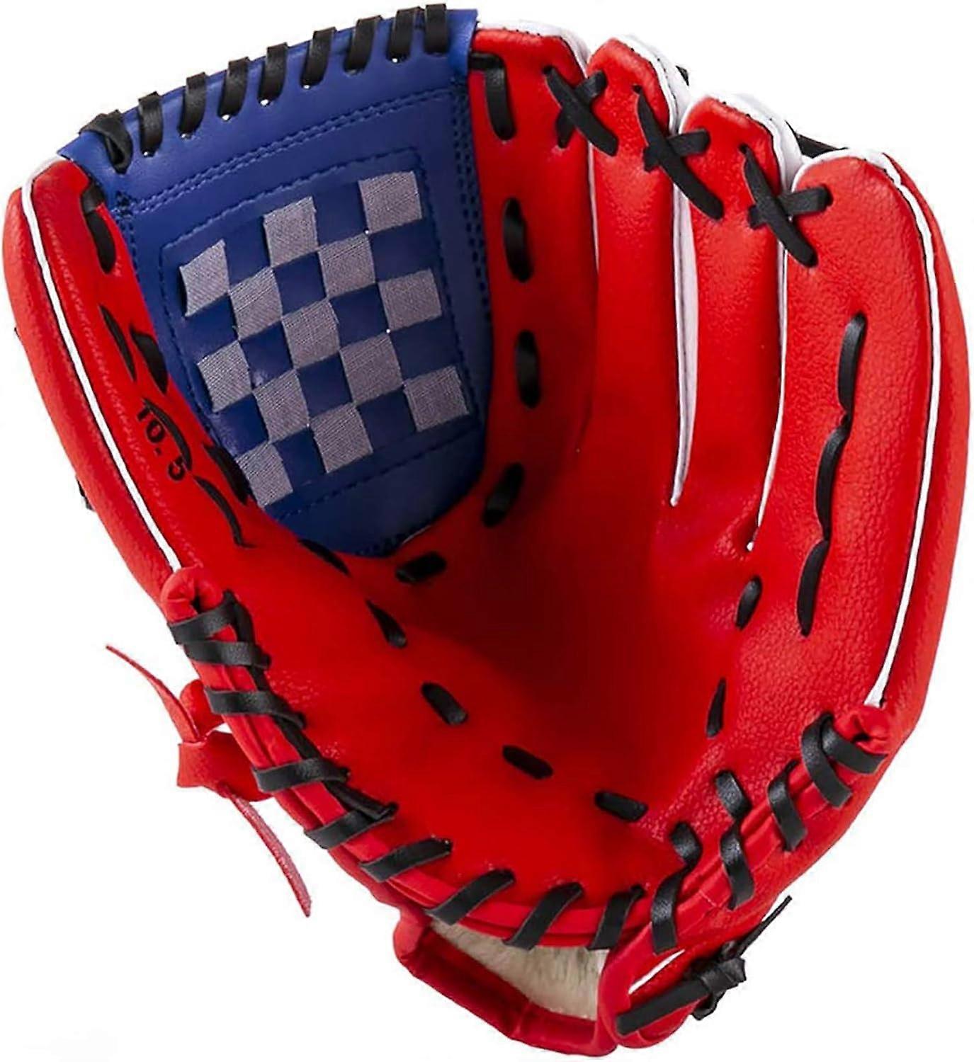 قفاز بيسبول مقاس 12.5 بوصة للأطفال / الشباب ، قفازات الضرب الرياضية قفازات اليد اليسرى الجلدية PU ، رمي اليد اليمنى (الأحمر والأزرق)