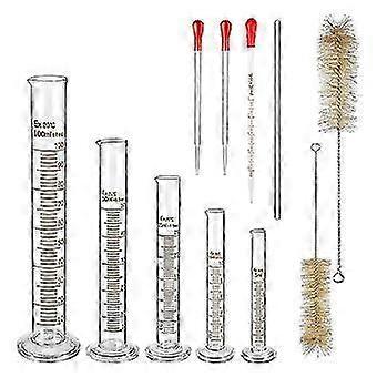 Glass Graduated Measuring Cylinders Set,premium Borosilicate Cylinders Kit With 3 Pipettes+2 Brushe