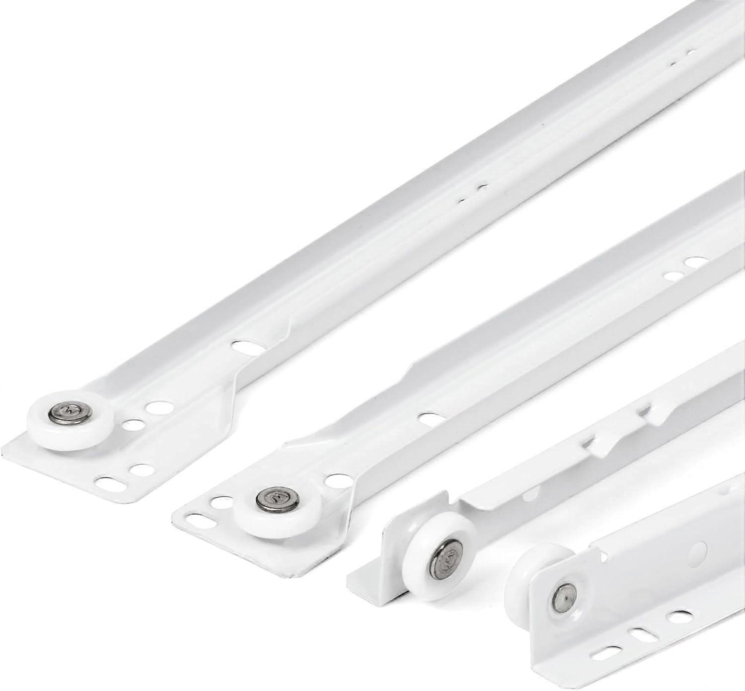 Set of 2 (1 pair) 350mm Drawer Slides - Sliding Drawer Rails, in White, Partial Extension Slide System - Easy Assembly Sliding Drawer Kit