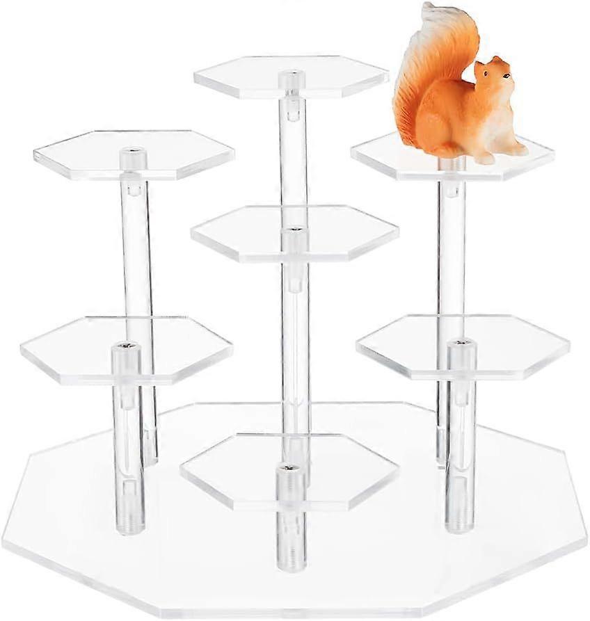 7 Tier Acrylic Display Riser Stand, Minifigures Display Risers Octagon Product Display Shelf Stand for Figures Cosmetic Perfume Coral Figurines Collec