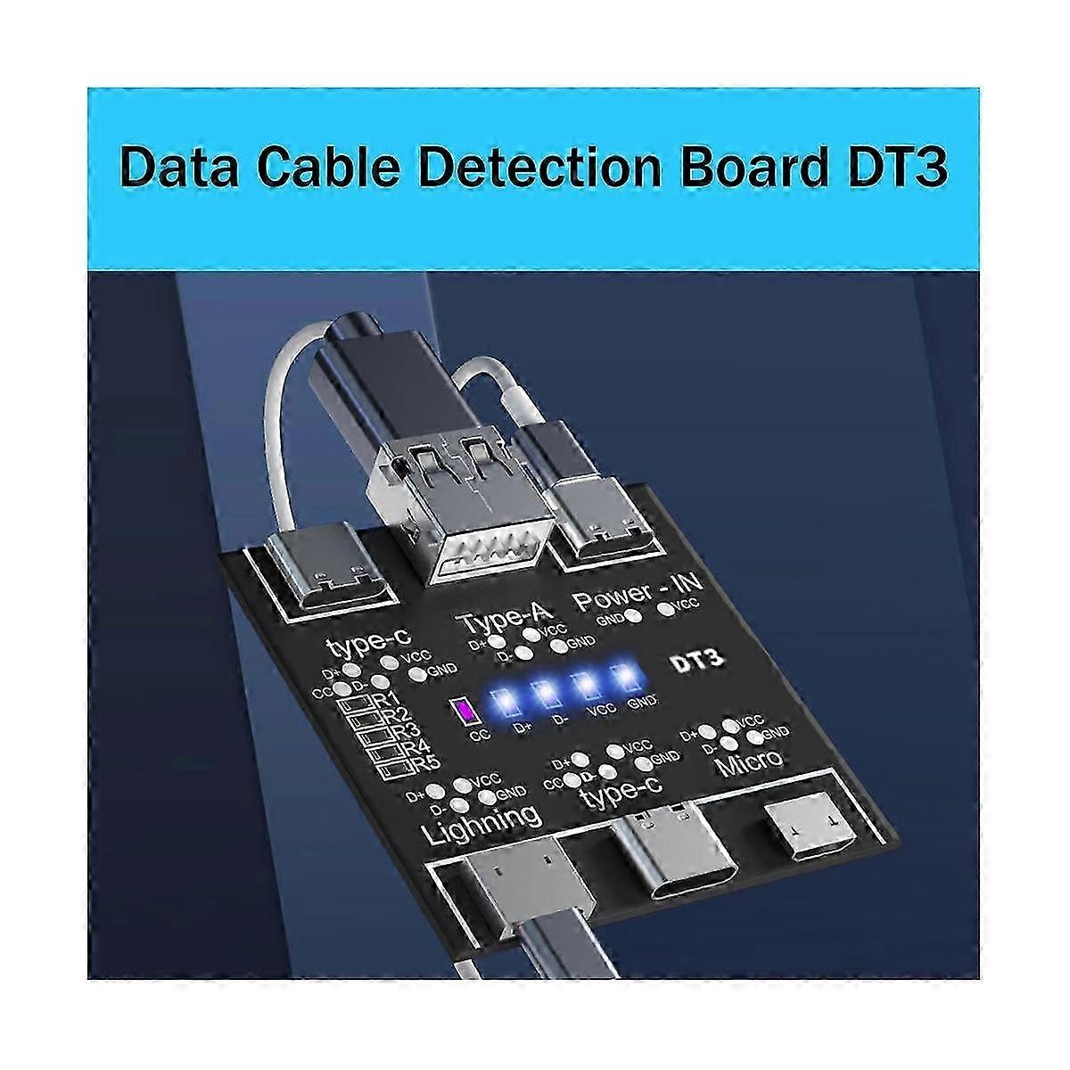 USB Data Line Detection Board compatible IOS Android Micro-USB Type-C Short Circuit Switch Detection