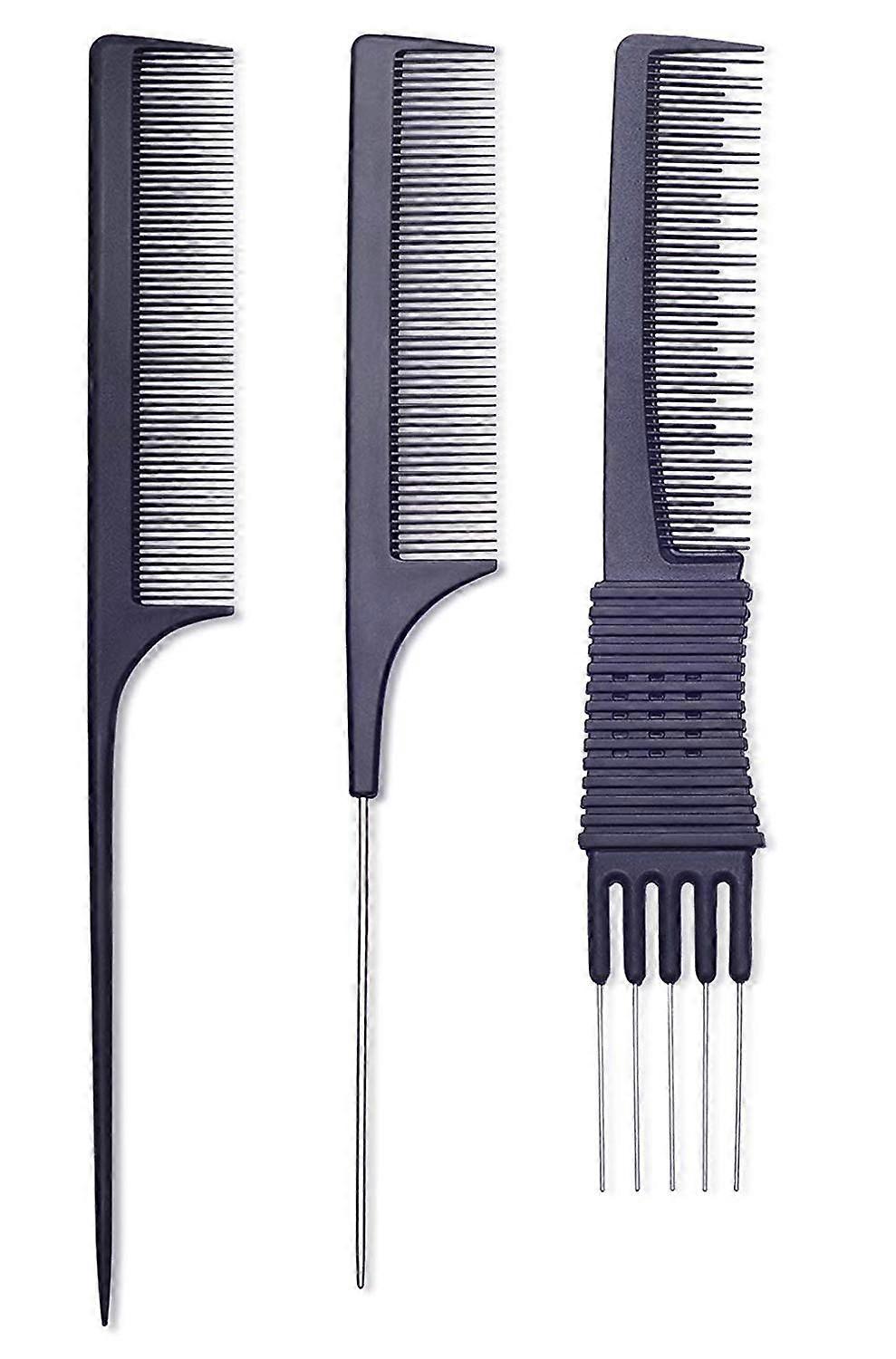 Multi-functional Plastic Comb Set With Assorted Sizes, Varying Tooth Spacing, And Styling Options