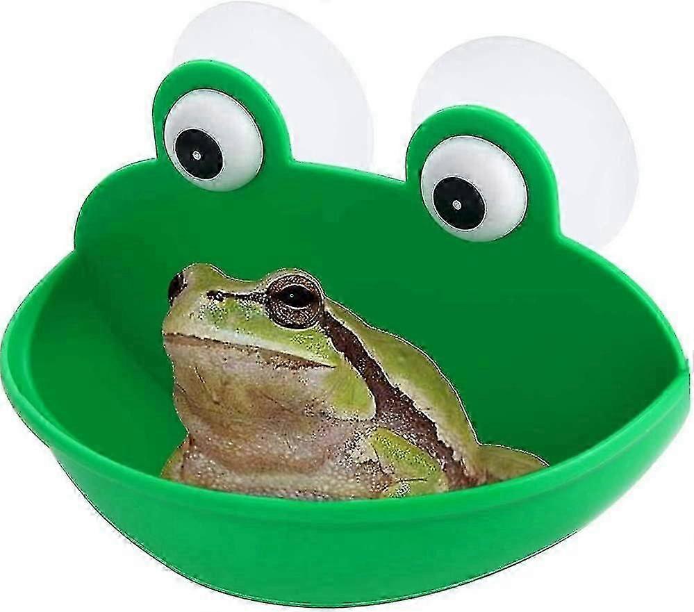 موائل الضفدع المائي البرمائي مع أكواب الشفط ، إكسسوارات زخرفة خزان الضفدع اللطيف للضفدع / الضفدع / أبو بريص / الشرغوف / السلحفاة وغيرها من العاني المائي الصغير