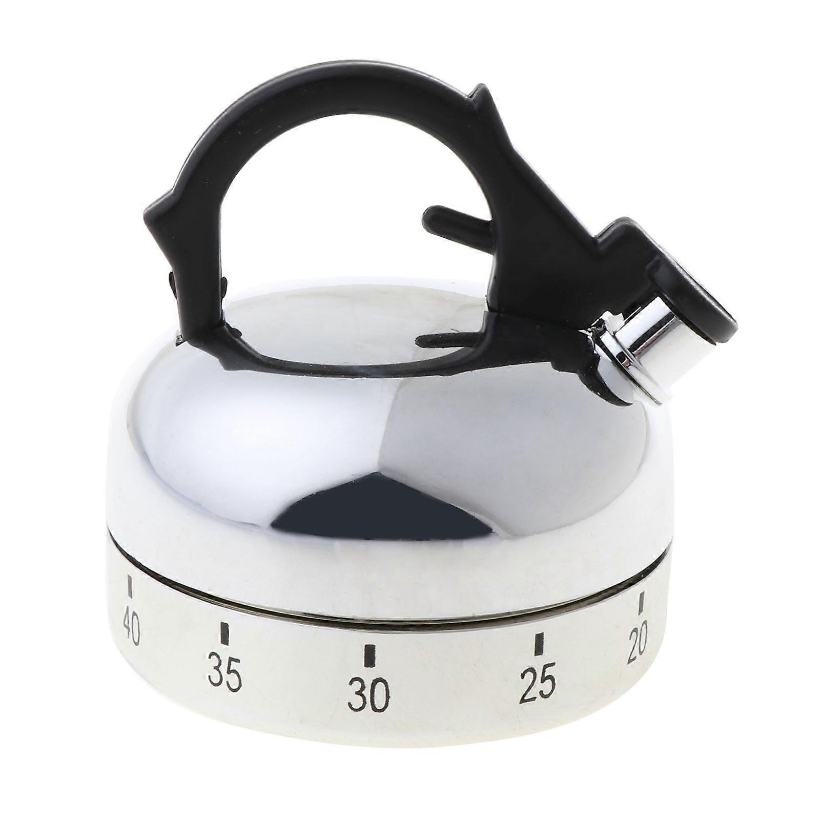 60 Minute Counting Teapot Shaped Kitchen Cooking Alarm Clock Timer Mechanical Silver