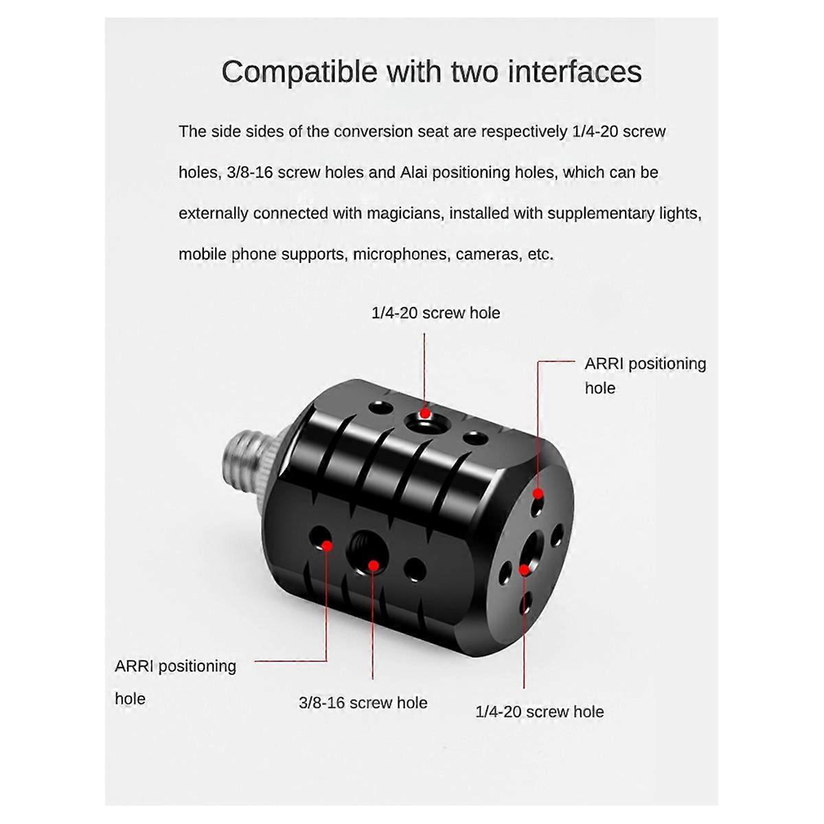 Tripod Screw Adapter for 3/8 1/4In Hole Conversion Extension Mount for DSLR Camera Monitor Fill Lig