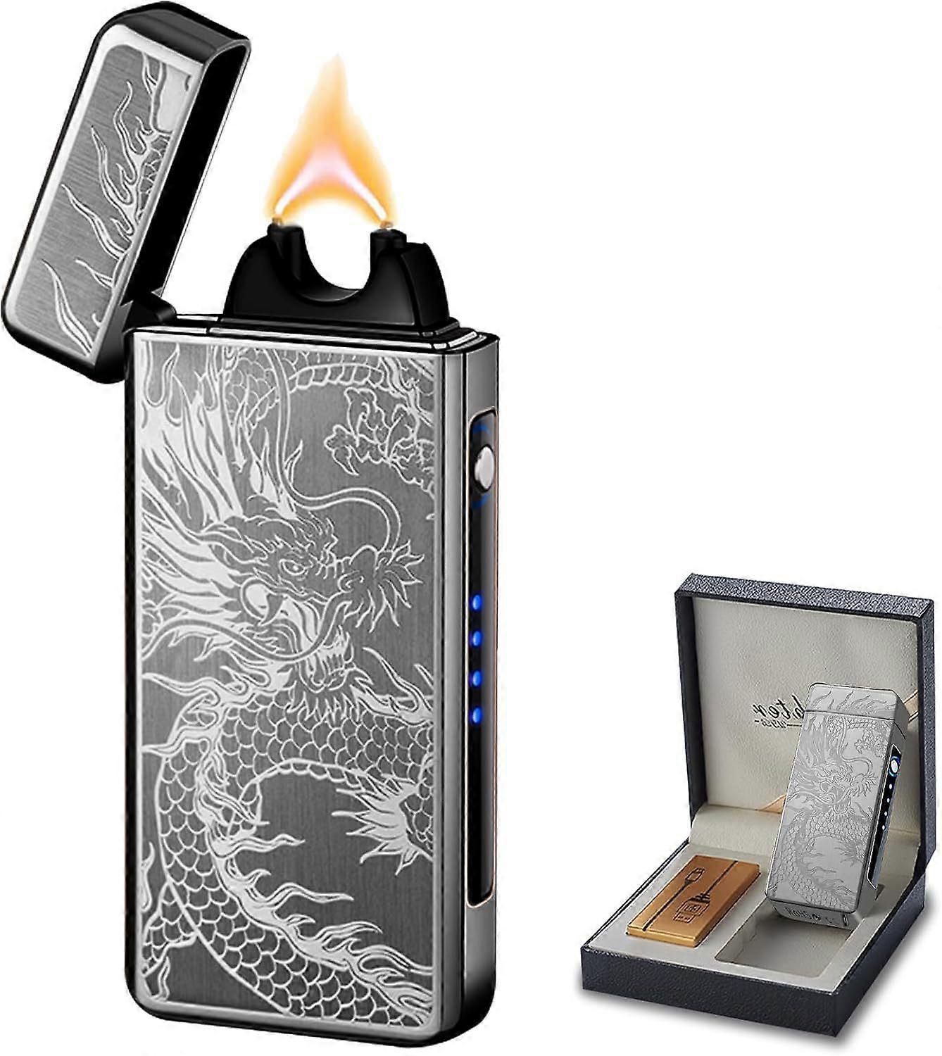 Windproof Pulse Large Flame Plasma Flame Electric Arc Lighter Rechargeable Usb Lighter With Battery Finger