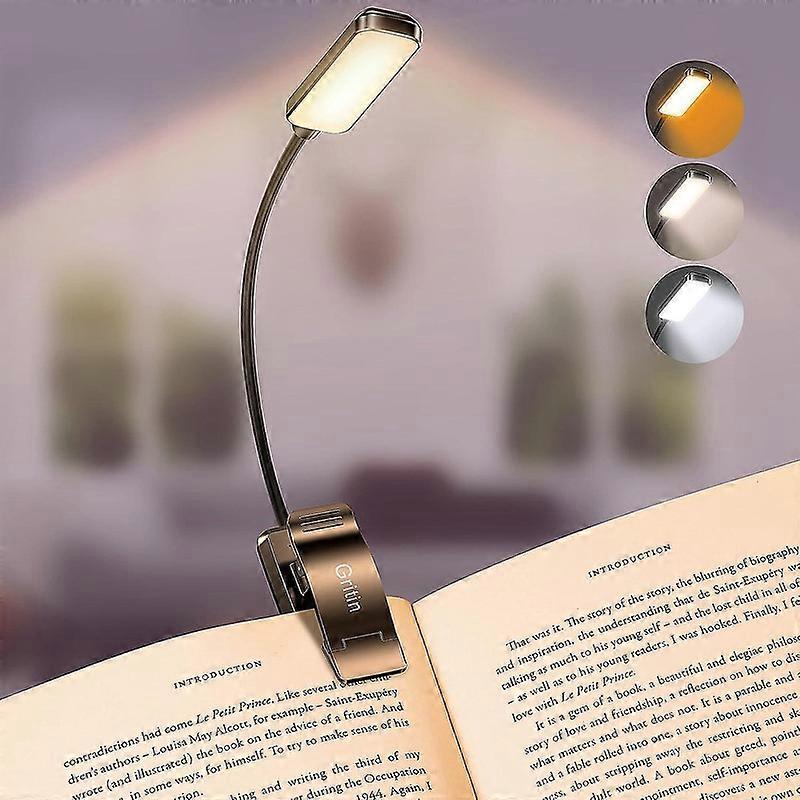 9 Led Rechargeable Book Lamp For Eye Protection, 3 Color Temperatures, Stepless Dimming, Small And Lightweight Clip-on Book Reading Lamp