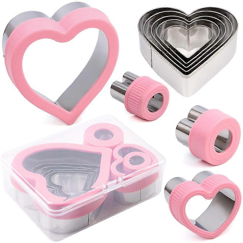 9 Piece Heart Shapes Stainless Steel Cookie Cutter Set in Assorted Sizes