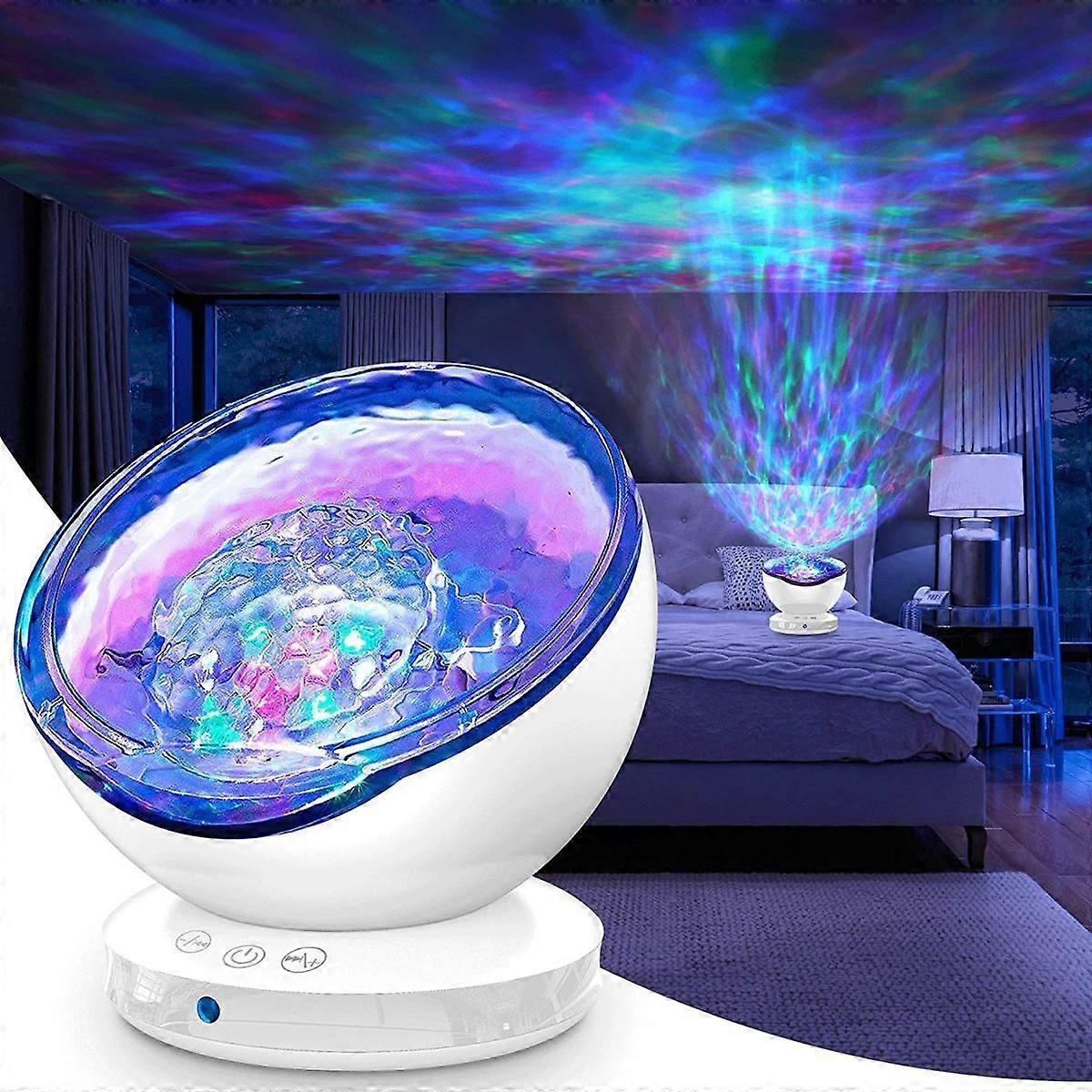 Ocean Wave Projector,12 LED Night Light Projector Remote Control Timer Control Wave Light with 8 Lighting Modes Color Changing Music Bluetooth Speaker