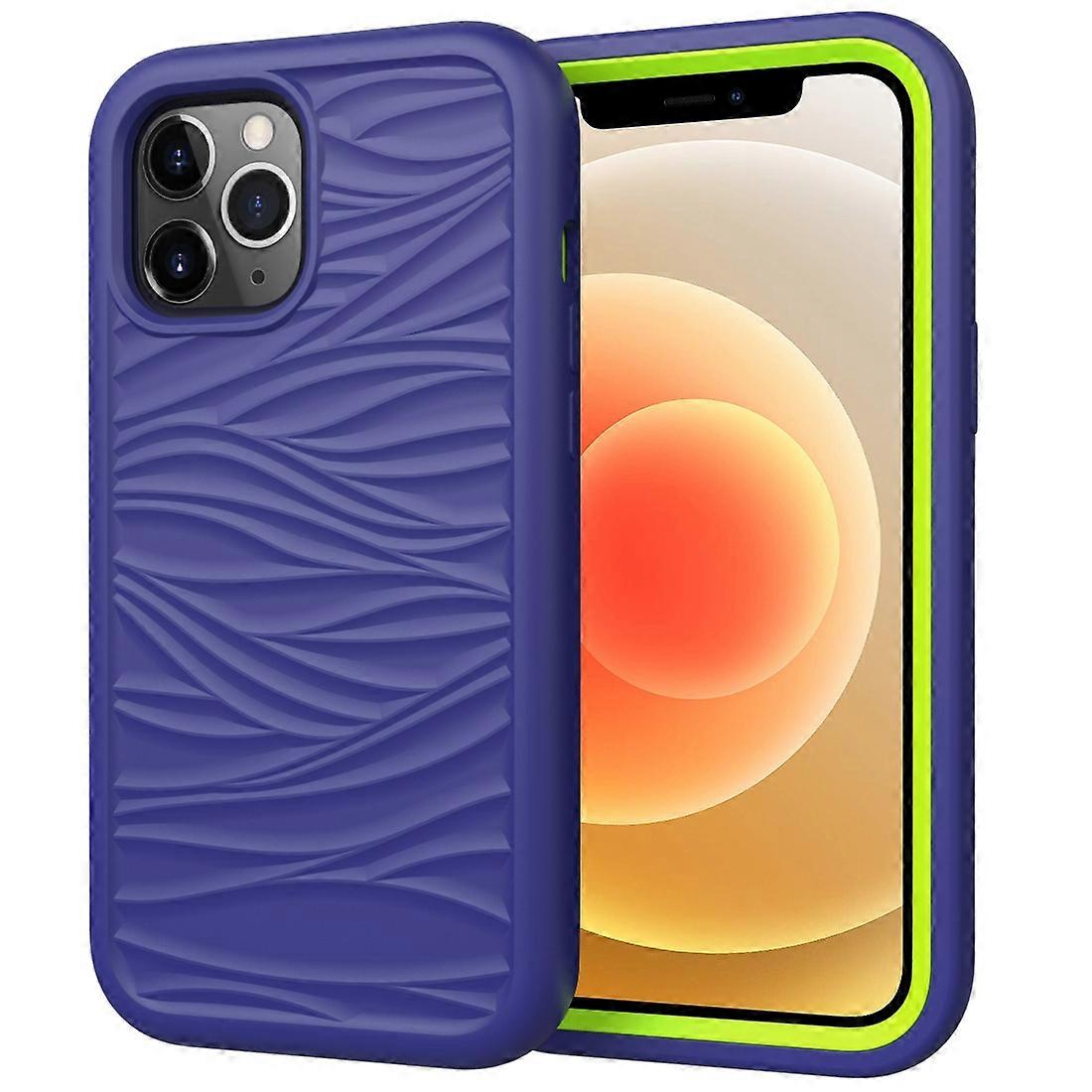 For iPhone 12 mini Wave Pattern 3 in 1 Silicone+PC Shockproof Protective Case