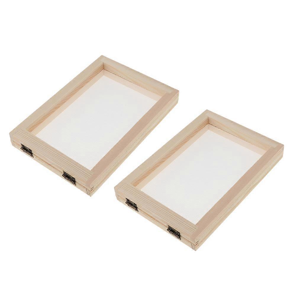 2 Pieces Wooden Paper Making Mould Frame Screen for Paper Handcraft