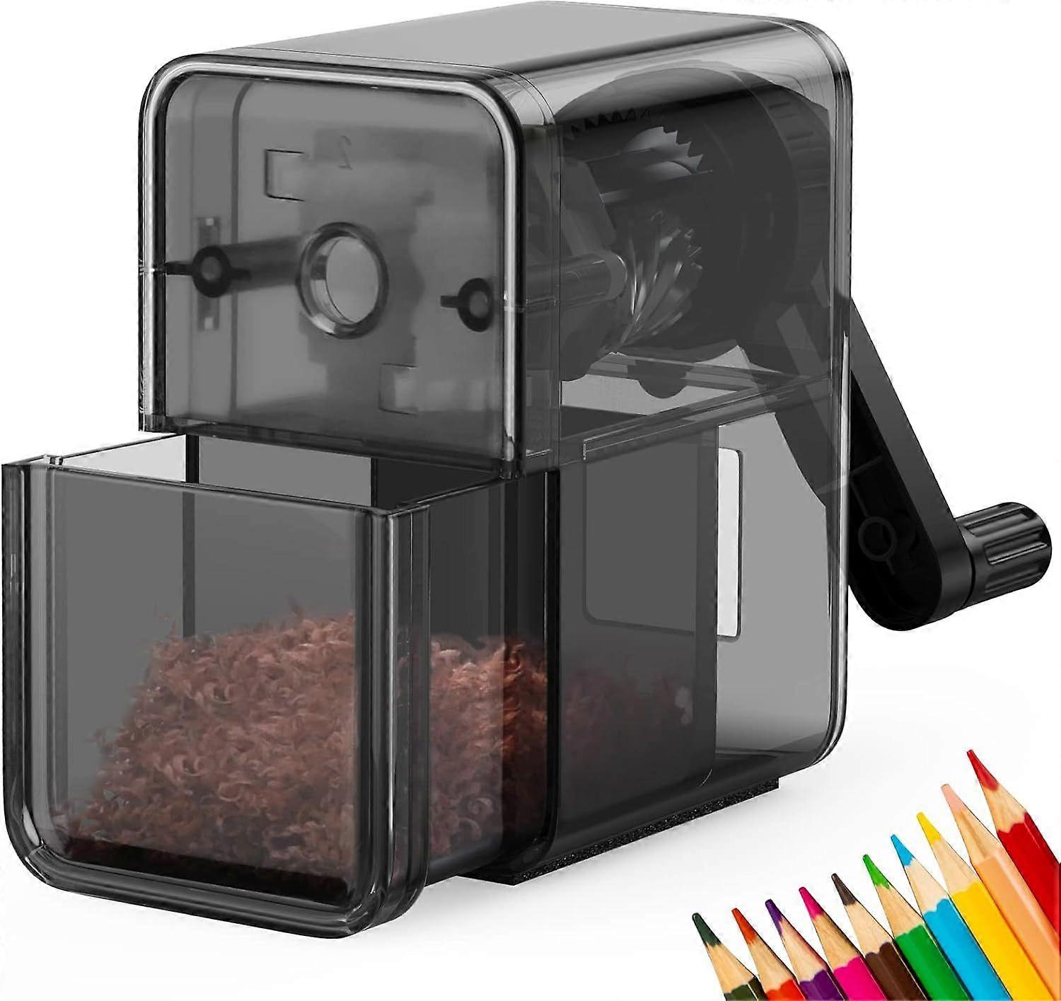 1 pcs Pencil Sharpener Black, Manual Pencil Sharpener with Stronger Helical Blade to Fast Sharpen for Kids, School, Classroom, Home, Artists, Ideal fo