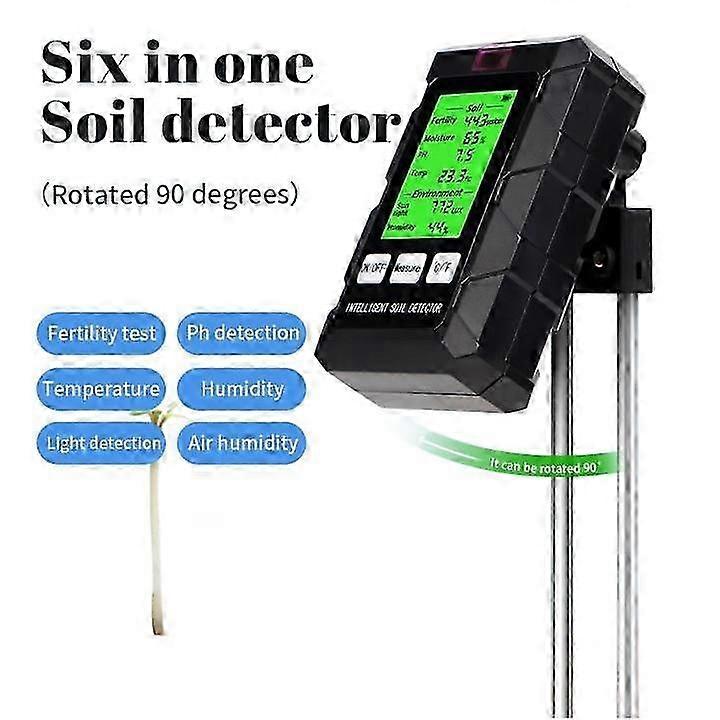 6in1 Soil Tester LCD Soil Measuring Device Tester PH Value Temperature Light Humidity js